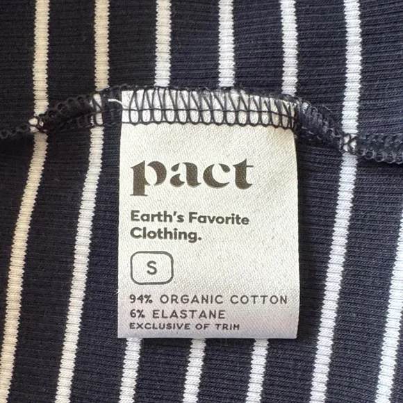 NEW Pact Women's Long Sleeve Navy and White Striped Top - Picture 7 of 7